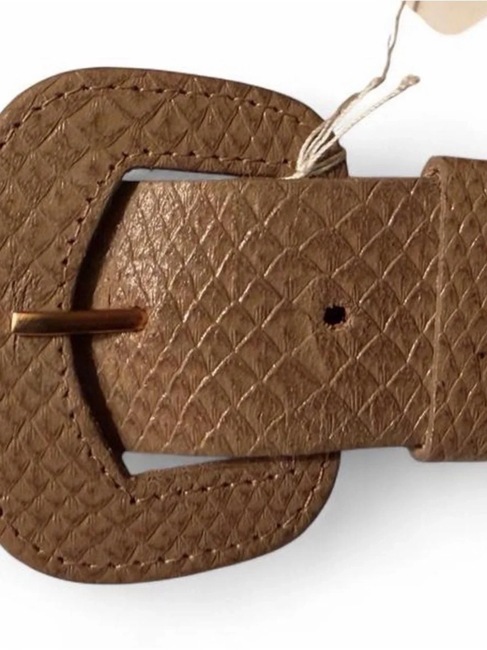 Y2K Snake-Embossed Leather Belt with Gold Buckle BEDO L